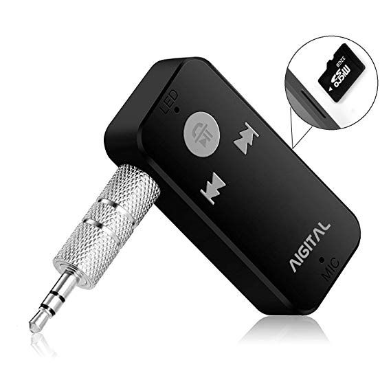 Bluetooth Receiver for Handsfree Calls, Aigital Portable Bluetooth Car Kit Audio Receiver Adapter Wireless Music Player System, Easy Operation and Connection, TF Card Play Supported 【 Upgraded Chip 】