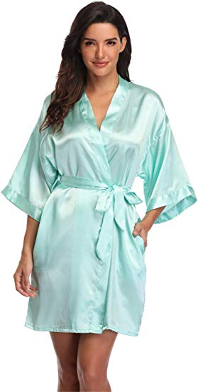 Women's Pure Short Silky Robes Bridesmaid Bride Party Satin Robes Sleepwear