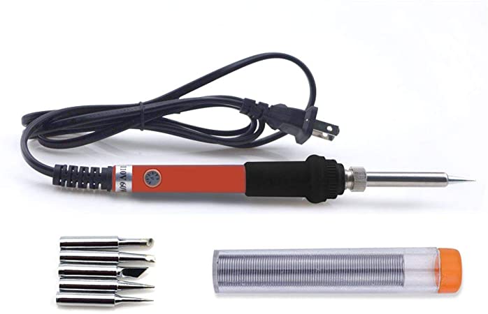 GLE2016 Electric Soldering Iron Kit 60W Adjustable Temperature Welding Soldering Iron with 5pcs Different Tips, 1 Solder Wire 1.0mm Dia. (Soldering Irons)