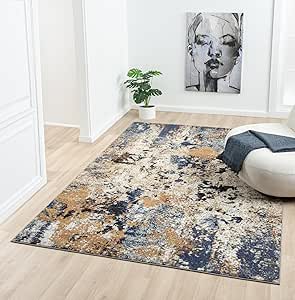 Keen Home Design Area Rugs - 4x6 Non-Shedding, Abstract Rugs for Kitchen, Living Room, Bedroom, Dining Room, Entryway - Size: 4' x 6', Multi