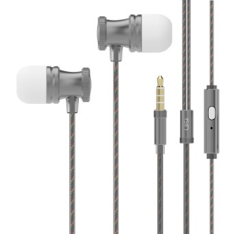 UiiSii US80 In-Ear Headphones Sport Earbuds with Mic Passive Noise Cancelling Earphones Stereo Bass 3.5mm Jack Headset for iPhone/Sony/Sumsung etc(Gray)