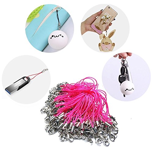 Mini-Factory 100 X Pcs Colorful Mobile Cell Phone Cords Strap Lariat With Lobster Clasp for Cellphone/iPod/Mp3/Mp4/USB Flash Drive and More(Hot Pink)