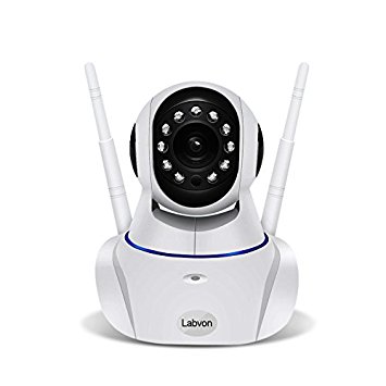 Labvon Wifi Camera, Wireless Security Baby Monitor with Infrared Night Vision, Surveillance Camera Remote Control Two Way Audio Free App connected (white)