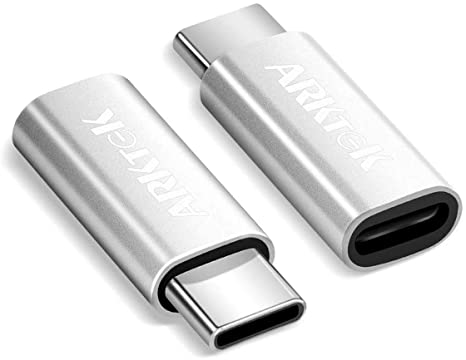 USB-C Adapter (2 in 1 Pack) - ARKTEK Lighting (Female) to USB Type C (Male) Adapter Juice Up for Galaxy S20 Note 20 Pixel 4 XL and More USB C Devices