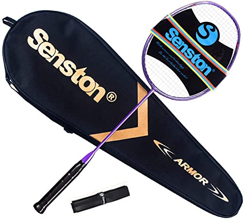 Senston N80 Graphite Single High-Grade Badminton Racquet, Professional Carbon Fiber Badminton Racket, Carrying Bag Included