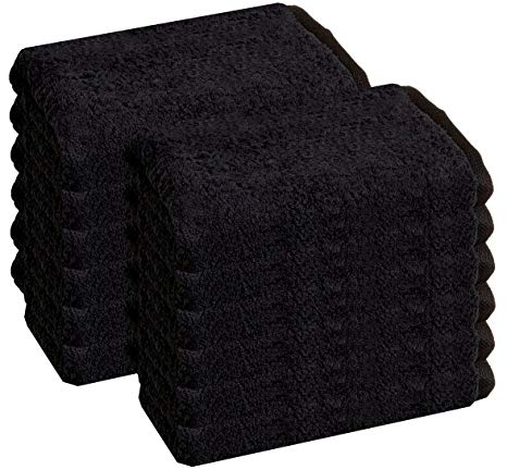 Cotton Salon Towels - Gym Towel Hand Towel - (12-Pack, Black) - 16x26 inches - Ringspun Cotton, Maximum Softness and Absorbency, Easy Care