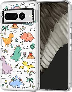 MOSNOVO Compatible with Google Pixel 7 Pro 5G Case, Dinosaur Land Clear Design Transparent Plastic Hard Back Case with TPU Bumper Protective Case Cover for Pixel 7 Pro