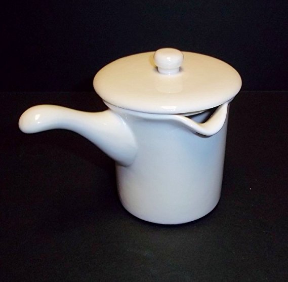 MICROWAVE CERAMIC BUTTER WARMER WITH POUR SPOUT AND LID