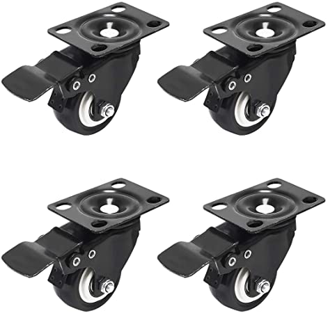 Signstek Plate Casters, 2” Heavy Duty Wheels Swivel Caster Wheels, Quiet Smoothly Furniture Castors Rollers, Chair Casters Total 300LBS for Replacement with Brakes for Office Chair/Furniture/Storage Rack (4 Pack, black)