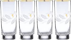 Lenox Holiday Gold 4-Piece Highball Glass Set, 4 Count (Pack of 1), Clear