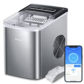 Govee Smart Ice Makers Countertop, Portable Ice Machine with Wi-Fi, Produces 9 Ice in 6-8min, 26lbs in 24 Hours, 2L Water Tank, Stainless Silver, for Home Kitchen Office Bar Party