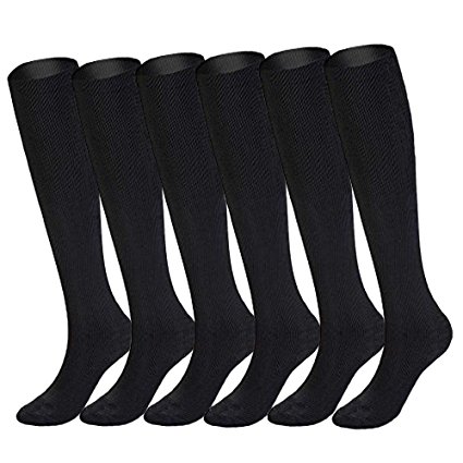 Compression Socks For Women and Men -1/6 Pack Best Medical, Nursing, Travel & Flight Socks - Running & Fitness - 15-20mmHg