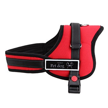 Larger-breed Dogs Harness Vest, Sinbury® Red Adjustable Soft Padded Non Pull Dog Harness Vest for Dog Training or Walking - S