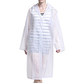 Zacro Portable Adult Translucent Hooded Rain / Raincoat Poncho with Sleeves - Large Size(145 / 70cm) - Keep The Rain / Snow / Water off Your Clothes, for Camping / travel / Mountaineering