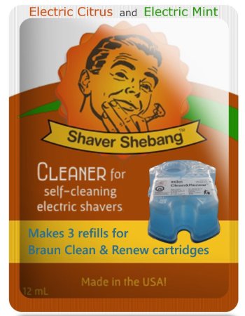 6 Refills for Braun Clean & Renew Cartridges - Citrus & Mint - Shaver Shebang cleaner solution for all Braun Self Cleaning Razors