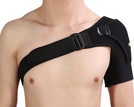 Yosoo Shoulder Brace with Pressure Pad for Hot Cold Therapy Ice Pack for Rotator Cuff Shoulder Tear Injury AC Joint Dislocated Prevention and Recovery, Neoprene Shoulder Support Wrap Belt Band