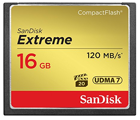 SanDisk Extreme 16GB Compact Flash Memory Card UDMA 7 Speed Up To 120MB/s, Frustration-Free Packaging- SDCFXS-016G-AFFP (Label May Change)