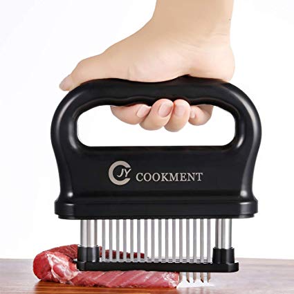 Meat Tenderizer with 48 Stainless Steel Ultra Sharp Needle Blades, Kitchen Cooking Tool Best For Tenderizing, BBQ, Marinade by JY COOKMENT
