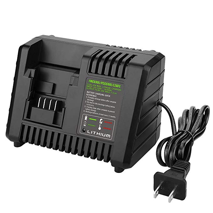 YABELLE 20V Lithium Battery Charger BDCAC202B for Black and Decker 20V Lithium-ion Battery and Porter-Cable 20V Lithium-Ion Battery PCC692L LB20 LBX20 LBXR20 LST220 PCC675L PCC680L