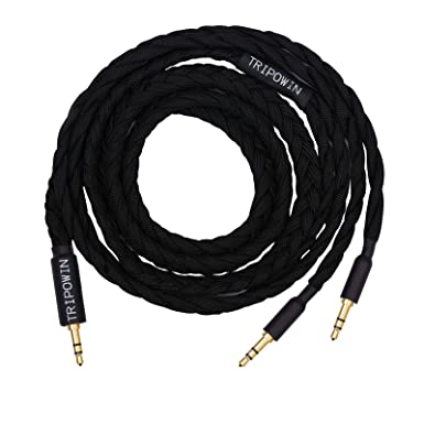 Linsoul Tripowin GranVia Upgraded OFC High Purity Headphone Audio Replacement Cable (3.5mm Plug, Dual 3.5mm, 1.5m length, Black)