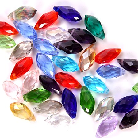 Bingcute Mixed Color 100pcs 6x12mm Wholesale Drilled Austria Crystal teardrop beads