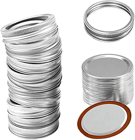 Canning Lids and Rings, Mason Jar Lids Regular Mouth with Silicone Lids, Wide Mouth and Regular Lids for Bulk Canning Jar Lids, Split-type Lids Leak Proof And Secure Mason Jar Caps (24, 70.0 mm width)