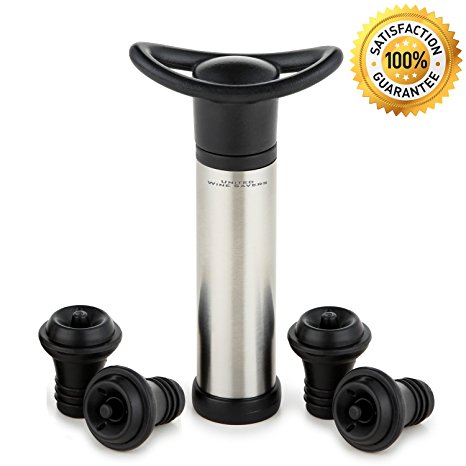 Premium United Wine Saver Pump Preserver with 4 Vacuum Bottle Stoppers