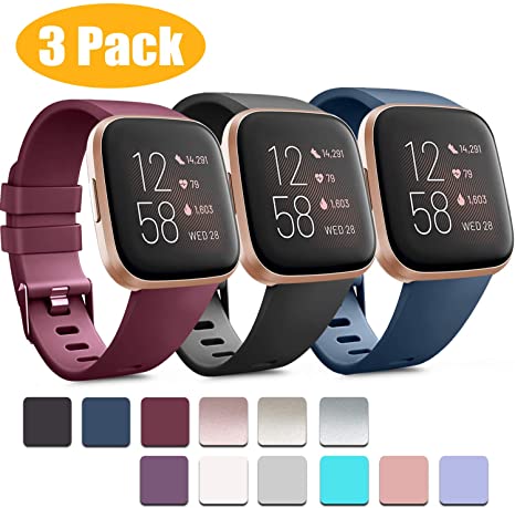 Vancle Bands Compatible for Fitbit Versa/Versa 2 / Versa Lite/Versa SE, Classic Soft Sport Band Strap for Fitbit Versa Smart Watch Women Men Small Large