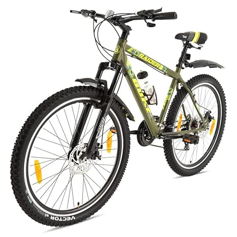 Avon Buke Raider 27.5T Citty MTB 21 Gear Cycle for Men|Carbon Steel Frame:17.5 inch | 21-Speed Shimano Gear | Front Suspension | Dual Disc Brakes | Double-Wall Alloy Rim(Army Green)