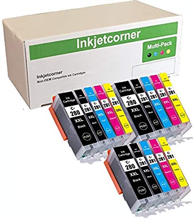 Inkjetcorner Compatible Ink Cartridges Replacement for PGI-280XXL CLI-281XXL PGI 280 XXL CLI 281 for use with TR8620 TS6320 TR8520 TS6120 TS6220 TR7520 TS9520 TS702 (15-Pack)