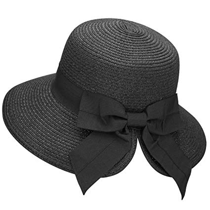 Verabella Women's Lightweight Foldable/Packable Beach Sun Hat w/Decorative Bow