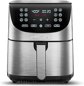 Gourmia Air Fryer Oven Digital Display 7 Quart Large AirFryer Cooker 12 Touch Cooking Presets, XL Air Fryer Basket 1700w Power Multifunction GAF778 Black and stainless steel air fryer FryForce 360°