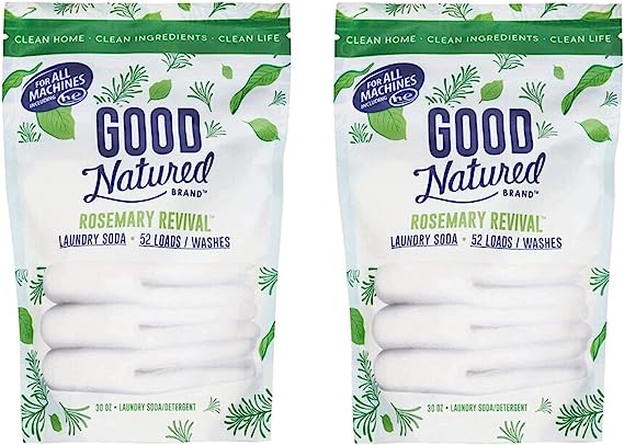 Good Natured Brand Natural Laundry Detergent Powder|Hypoallergenic|Gentle for Baby,Sensitive Skin and Planet|Color Safe Washing Soda|High-Performance Stain Remover| Rosemary Revival | 104 Loads (2 Pack of 30oz)