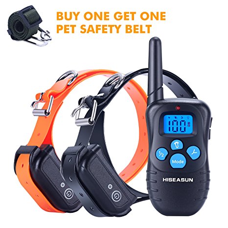 HISEASUN Remote Dog Training Collar, Rechargeable with Beep, Vibration and Shock Electronic Collar, 1000ft Range