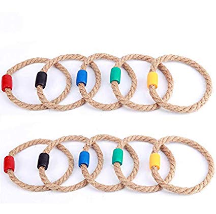 Goutoports 10 Multicolor Quoits Ropes for Kids Ring Toss Game