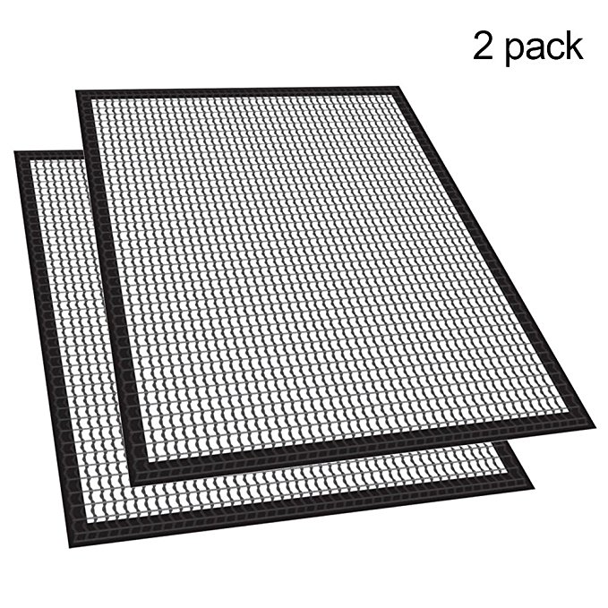 BBQ Grill Mesh,FOME 2Pack Grill Mesh Mat BBQ Baking Mat Cooking Mesh Grill Grill Mat Non Stick 15.7x13inch for Grilled Vegetables Fish Fajitas Shrimp Works on Gas Charcoal Electric Barbecue