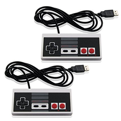 2 USB PC Controller bundle - Top Wired Paddle Joypad & Gamepads Emulator- Compatible with Mac and PC Controllers by Mario Retro