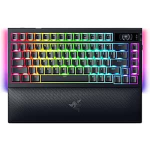 Razer BlackWidow V4 Pro 75% Wireless Gaming Keyboard: OLED Display - True 4K Hz Wireless - Bluetooth - Hot Swappable - Orange Tactile Switches - Command Dial - Snap Tap - Chroma RGB - Wrist Rest