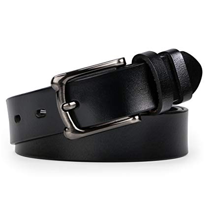 Women Leather Belt Black Waist Belt for Jeans Pants Dresses Plus Size