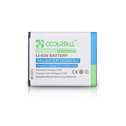 Coolreall 2100mAh Li-ion Replacement Battery for Samsung Galaxy S3, i9300 (NFC Capable)