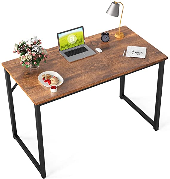 BOSSIN Computer Desk Table 39" Study Writing Table for Home Office,Modern Sturdy Office Desk for Small Spaces,Black and Brown (RBR-1)