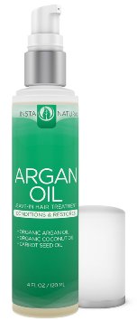InstaNatural Argan Oil Hair Treatment - Leave-in Conditioner - Best for Colored, Dry & Damaged Hair - Infused with Organic Argan, Coconut & Carrot Seed Oil - 4 OZ