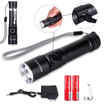 ANJAYLIA Rechargeable Torch Light Cree XPE 1000 Lumen Zoomable & Magnetic LED Handheld Flashlight [With Batteries and Charger]