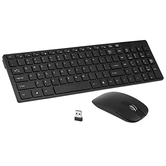 Docooler HK-06 2.4G Wireless Keyboard and Mouse Combo Computer Keyboard with Mouse Plug and Play for Laptop Black