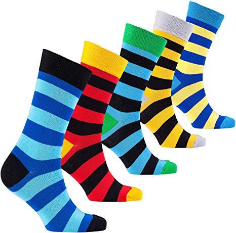 Socks n Socks-Mens 5pair Luxury Colorful Cotton Fun Novelty Dress Socks Gift Box