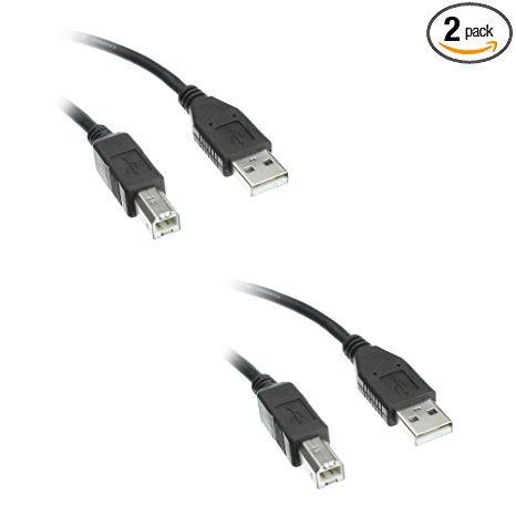 C&E USB 2.0 Printer/Device Cable, Black, Type A Male to Type B Male, 10 Feet  2 Pack