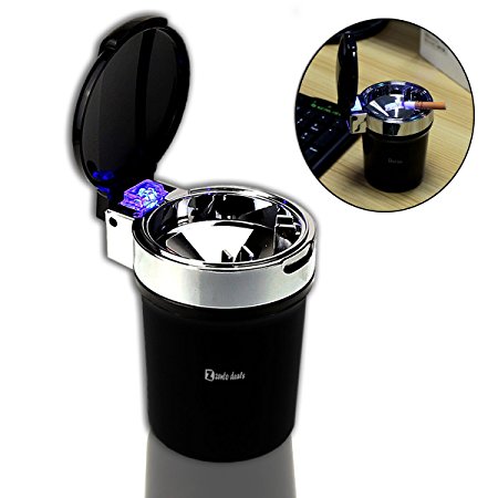 Zento Deals Ash Tray Auto Cigarette Odor Remover and Smoke Diffuser with Blue LED Cool Light Indicator