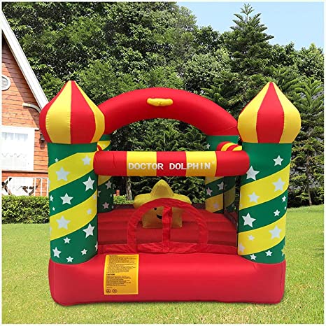 Mosunx Inflatable Bouncer House, Kids Inflatable Bouncer House with Air Blower, Indoor Outdoor Bounce House for Birthday Party (Red, 7.4 x 7.2 x 7 Feet (LxWxH))