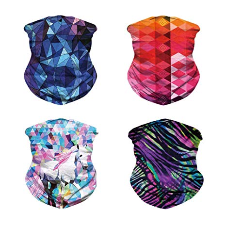 4 Pack Outdoor Seamless Face Mask Tube Bandana,Galaxy Patterns,for Dust,Music Festivals,Raves,Riding