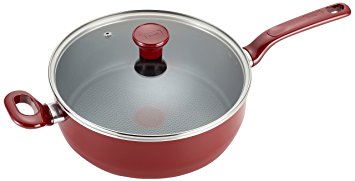 T-fal C5143364 Excite Nonstick Thermo-Spot Dishwasher Safe Oven Safe PFOA Free Jumbo Cooker Cookware, 4.5-Quart, Red